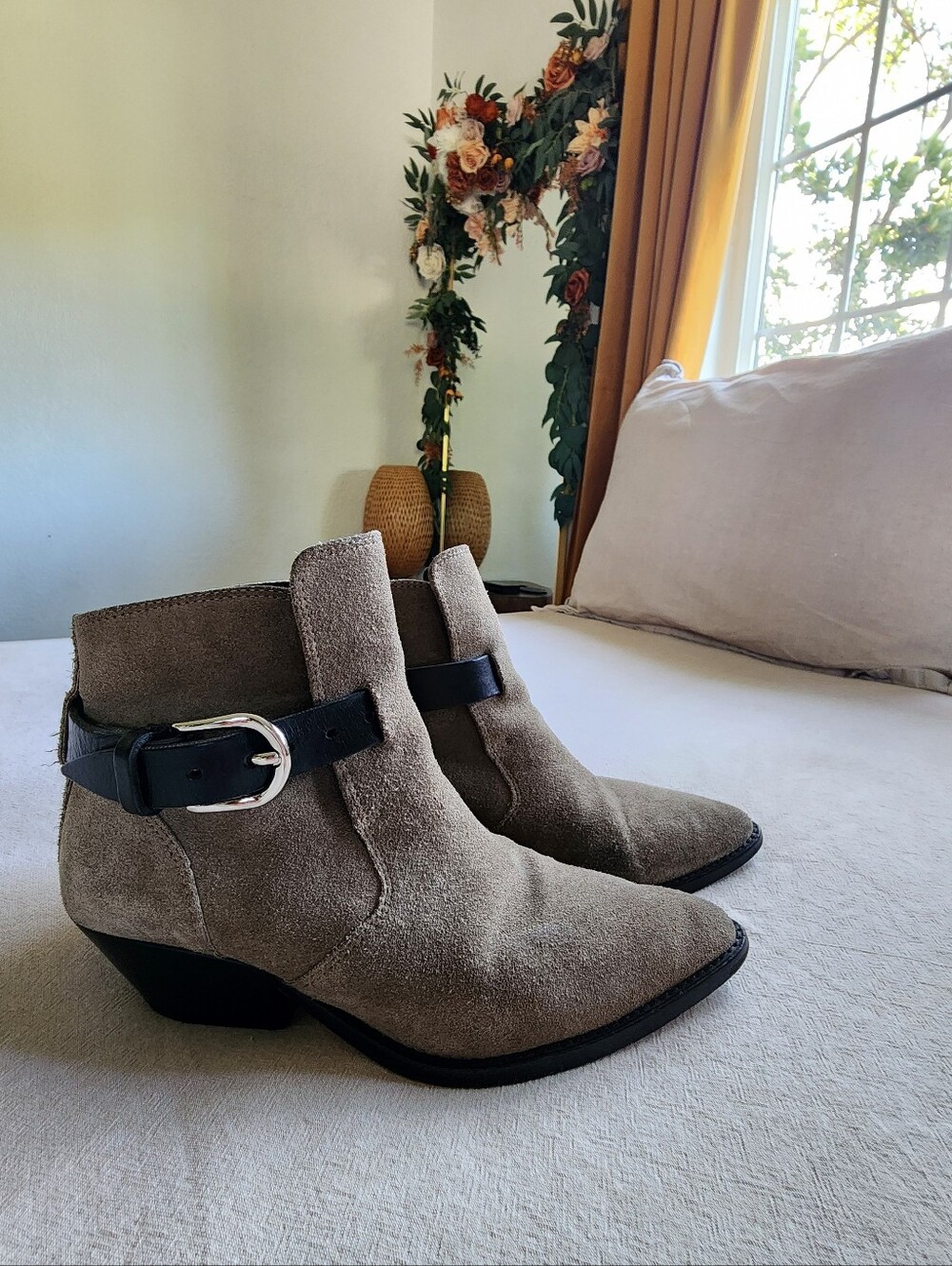 Isabel Marant Suede Leather Ankle Boots Gray